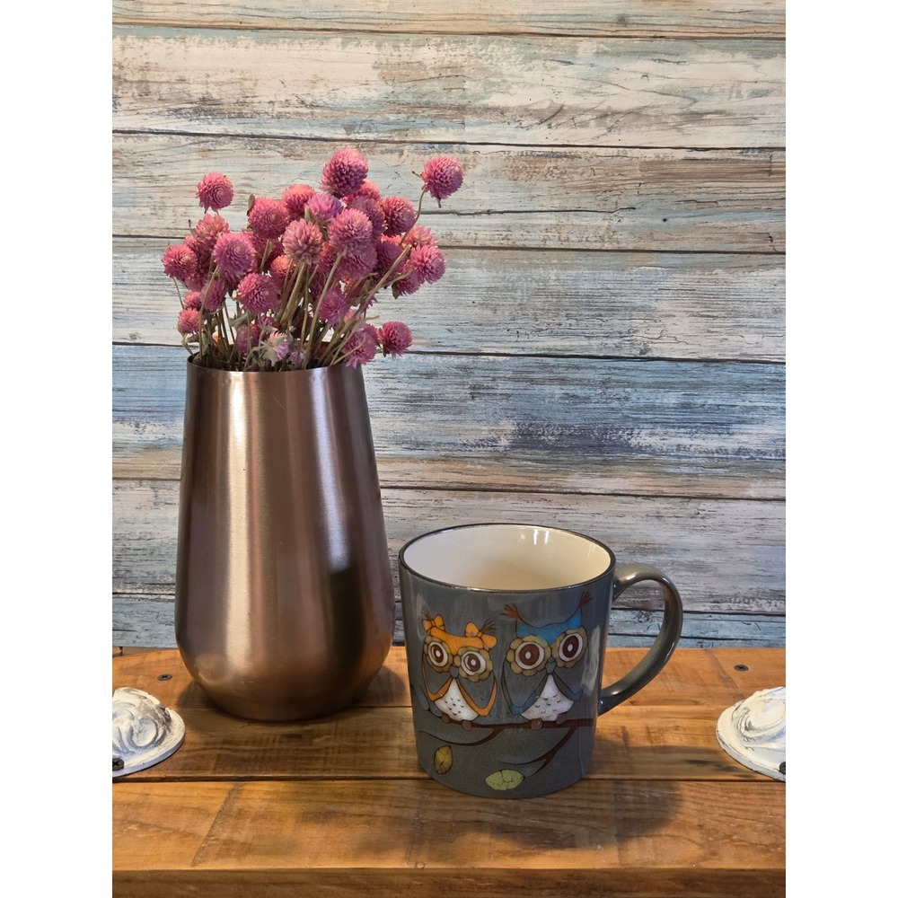 Great Gatherings Owl Mug Gray Ceramic Coffee Tea Cup Dishwasher Microwave Safe